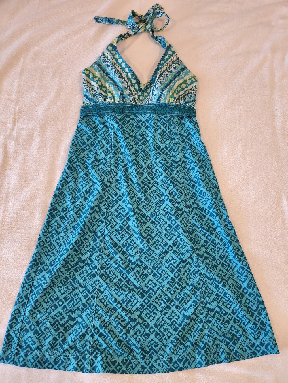 Athleta Pack Everywhere Halter Beach Dress Size 8 Aqua Blue & Green